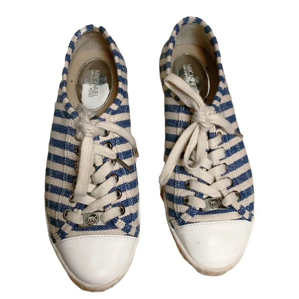 MICHAEL‎ Michael Kors Kristy Lace Up Blue White Sneaker 7.5 M